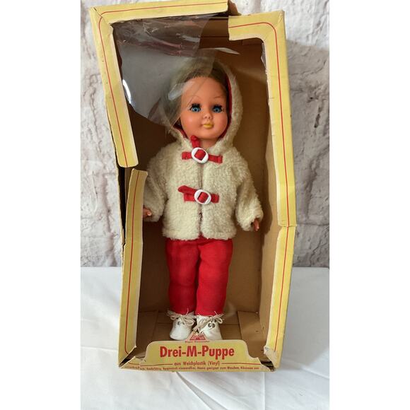 Vintage 1940’s Drei-M-Puppe Doll Germany Sleepy Eyes Vinyl Original Box - Picture 2 of 7